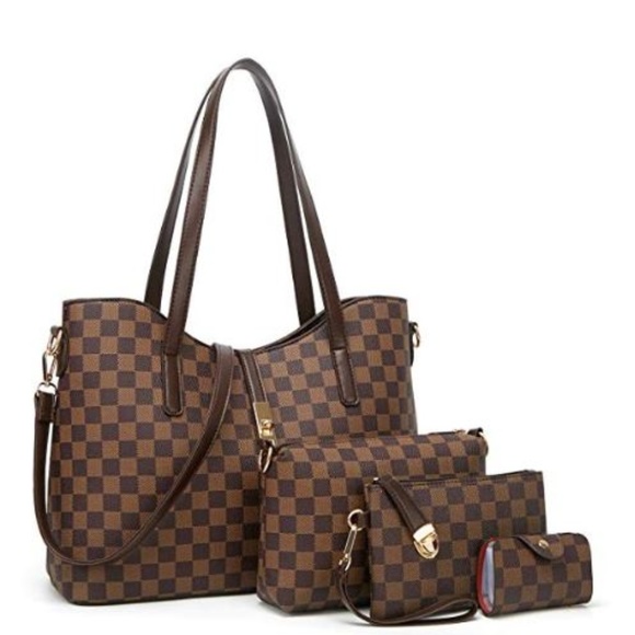 FREE SHIPPING - 4 PIECE PURSE SET - COFFEE BROWN - Picture 1 of 7